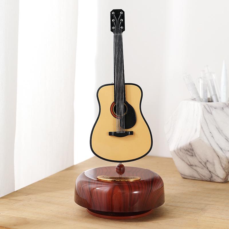 European Style Rotating Music Box: Guitar & Violin Ornament - Perfect Birthday or Couple Holiday Gift for the Living Room.