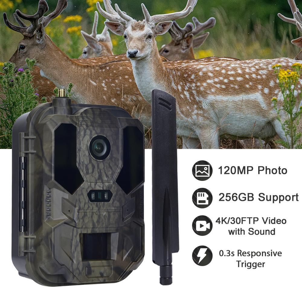 HC960PRO Câmera de Trilha para Caça 4G 30MP Visão Noturna Foto Transmissão ao Vivo 4K App de Mídia Serviço em Nuvem Não Requer Bateria de Lítio