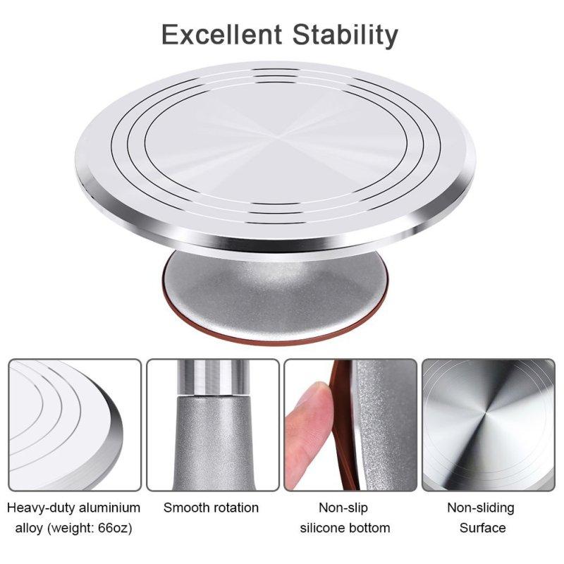 Turntable Cake Decoration Accessories Set Metal Stainless Steel Pastry Spatula Scraper Rotating Cake Stand Accessories Tools