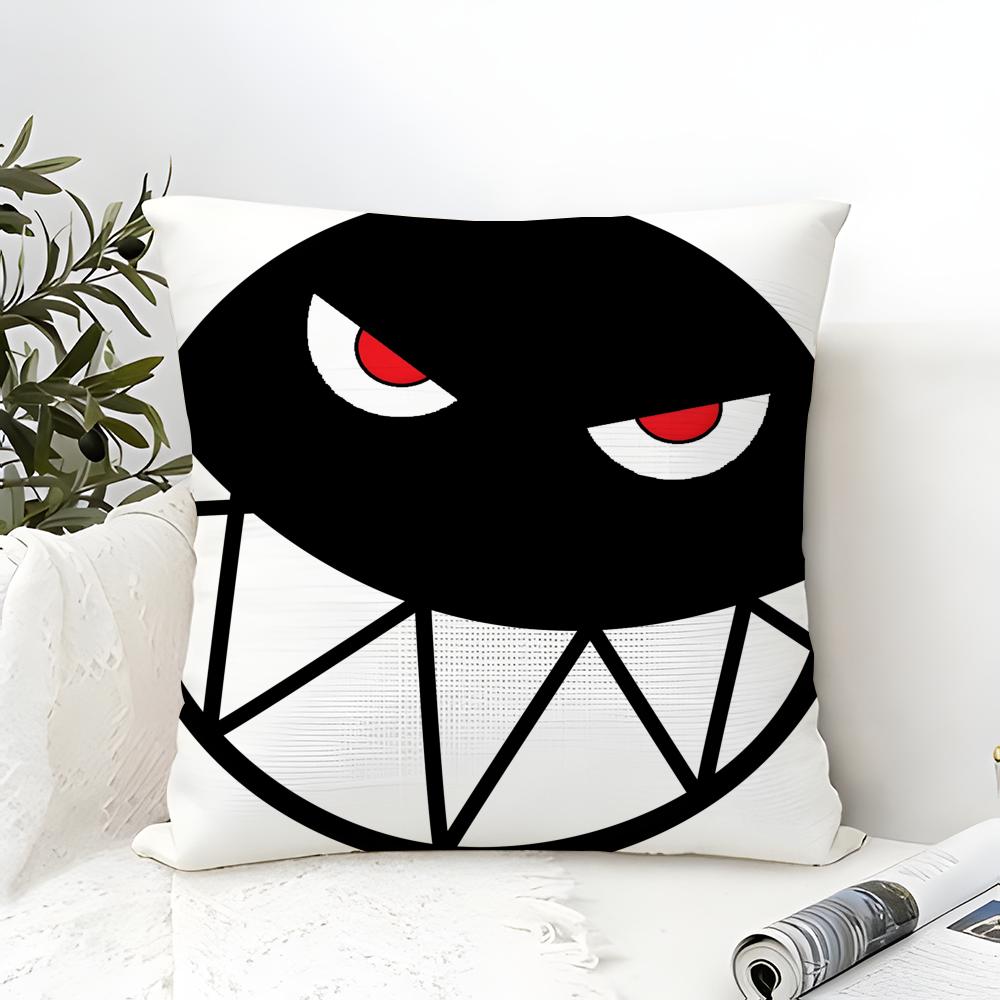 Pillow Case Cotton Linen Fabric Square Zipper Pillowcase Home Decorative Living Room Cartoon Expressions Of Angry Eyes 3