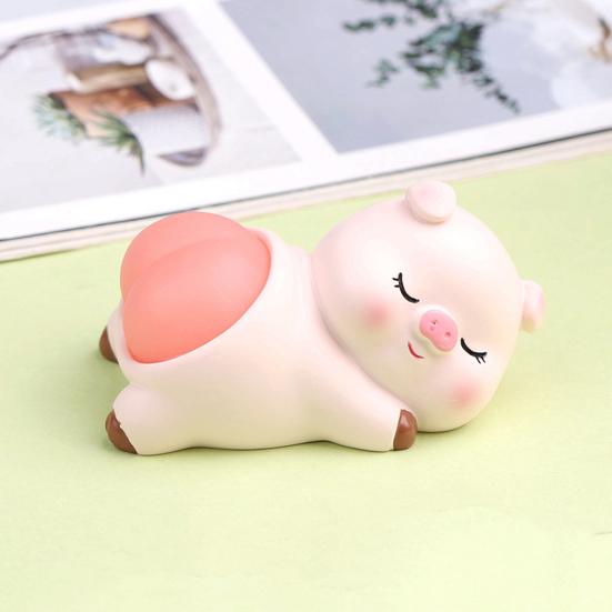 Cartoon Figurine Cute Panda Rabbit Piggy Kitten Landscaping Doll Soft Butt Decompression Toy Resin Animal Figure Doll Model Toy Ornament Kid Toy Gift