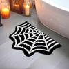 Halloween Spider Web Imitation Cashmere Doormat Spooky Gothic Bath Mat Non-Slip Tufted Mat For Front Door Living Rug