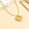 Stylish Stainless Steel Necklace with Irregular Pleated Heart Pendant - Women's Sweet and Cool Clavicle Chain.