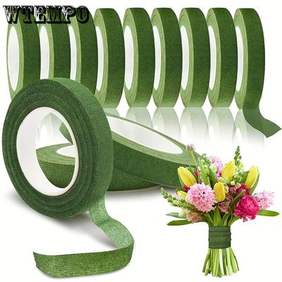 WTEMPO Floral Tapes for Bouquet Packaging Green Paper Adhesive for Artificial Flowers and Plant Stems DIY Crafts and Layout Floral Tape