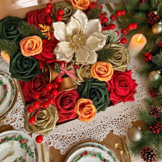 Christmas Artificial Flower Gift Box Realistic Fake Rose Flower Red