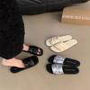 Flat-bottomed Silver Cool Slippers for Women's Summer Wear 2025 Women's New Models with Skirts French Style Going Out On the Beach