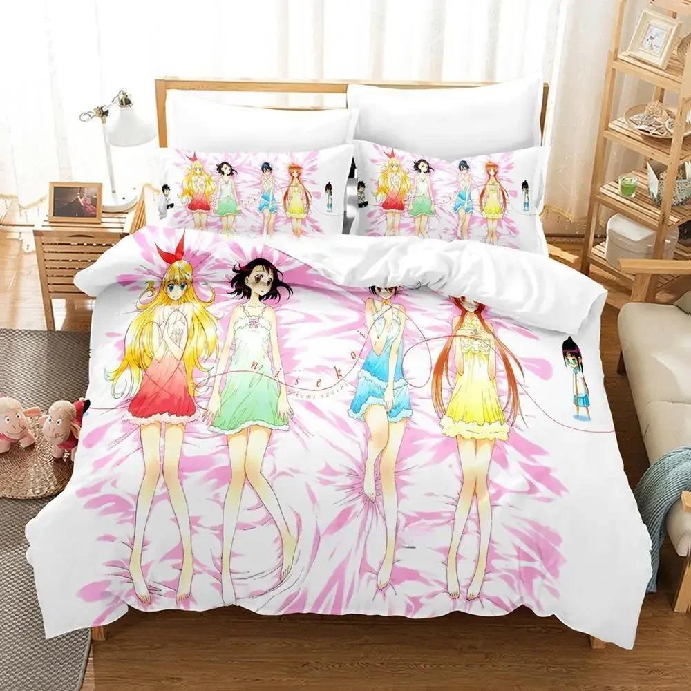 Comfortable Anime Print Bedding Set With Duvet Cover And Pillowcases Single Twin Full Queen King Sizes For Adults And Kids
