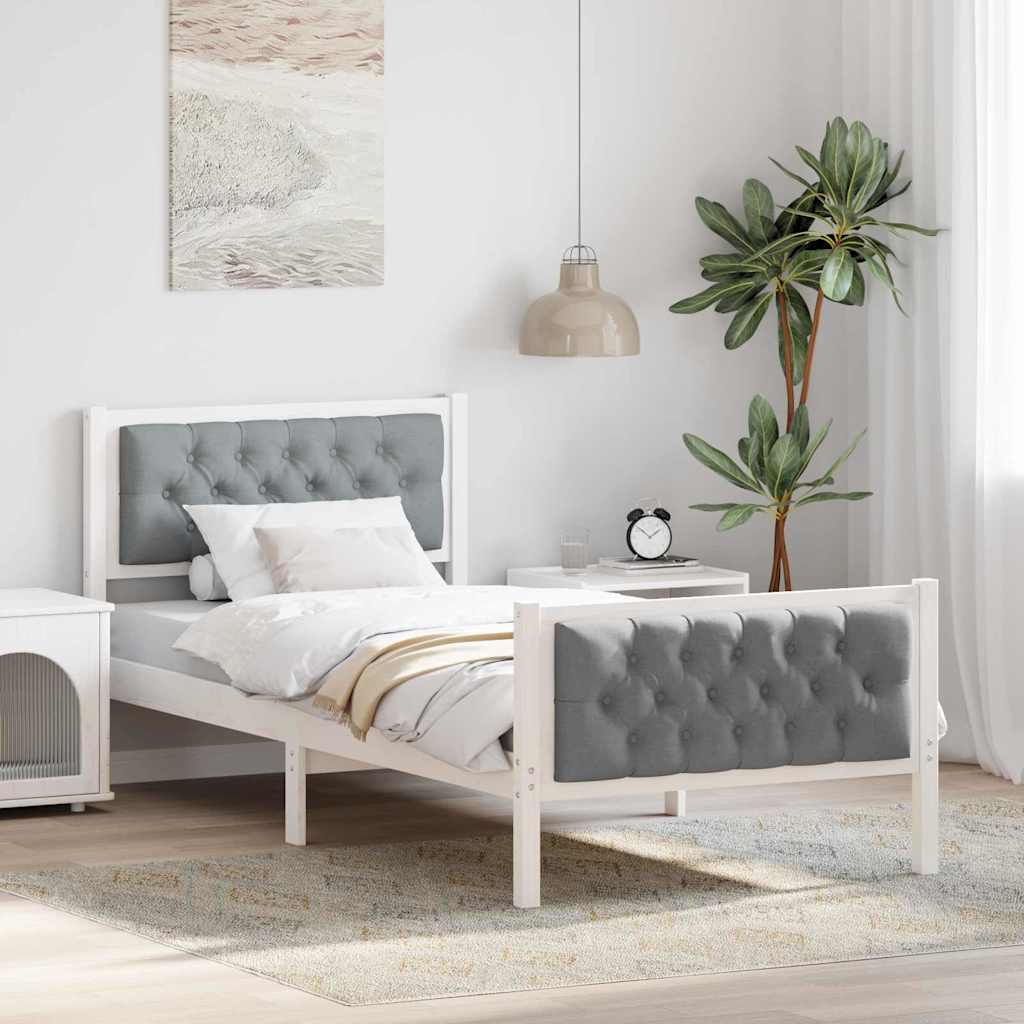 Bed Frame Light Grey 90 x 200 cm Solid Pine Wood