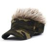 Men Baseball Cap With Spiked Hairs Wig Unisex Fake Wigs Hip Hop Urban Street Style Sunhat Outdoor Army Green Camouflage Print Jungle Sunshade Visor