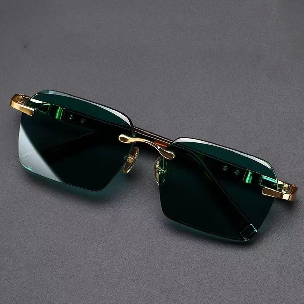 

Солнцезащитные очки Rock Crystal Stone Green, женские солнцезащитные очки с защитой глаз, мужские очки без оправы Advanced Sense зелёный