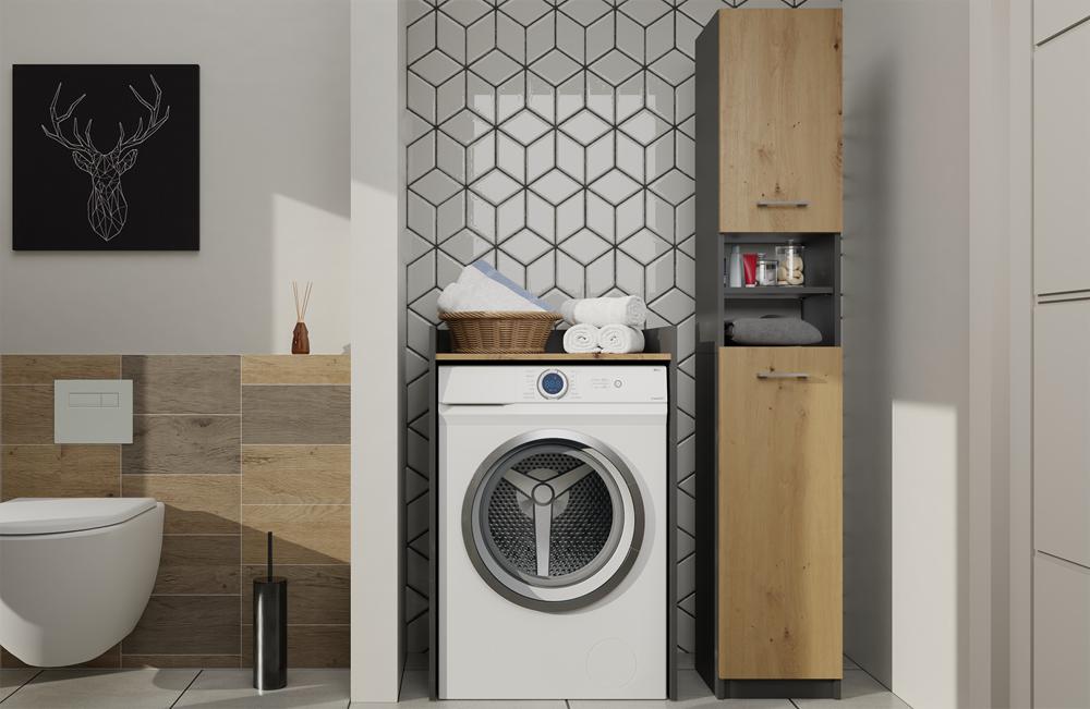 Pola Np Washing Machine Cabinet - Anthracite/Artisan Oak