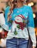Long Sleeve Christmas Snowman Pattern Women T-Shirts Autumn Winter 3d Print Street Hip Hop Ladies Tees