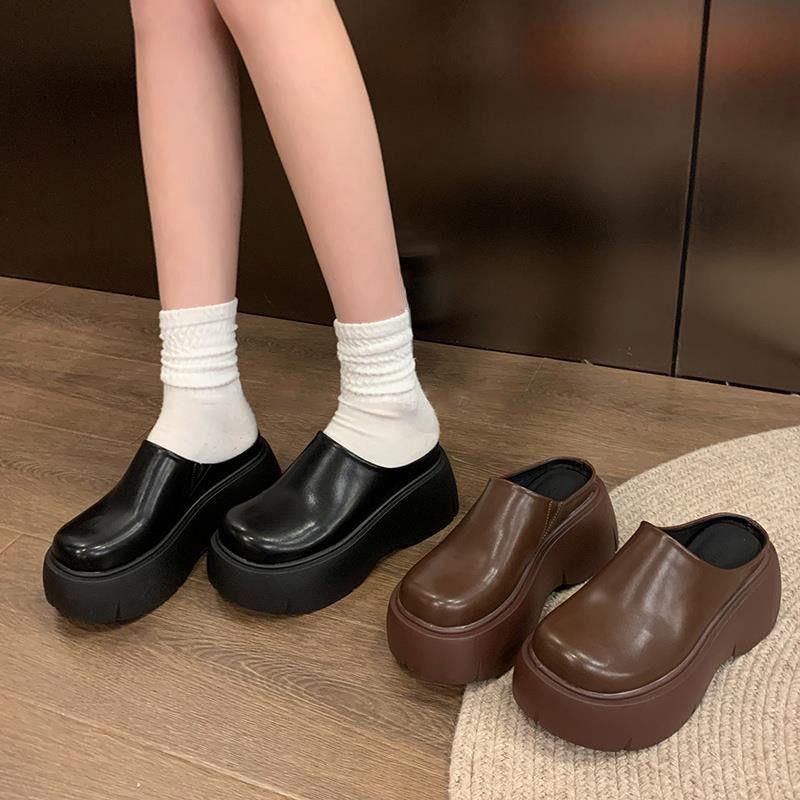Fashion Half slipper 2025 spring new super popular internet celebrity thick sole height increasing slippers for women