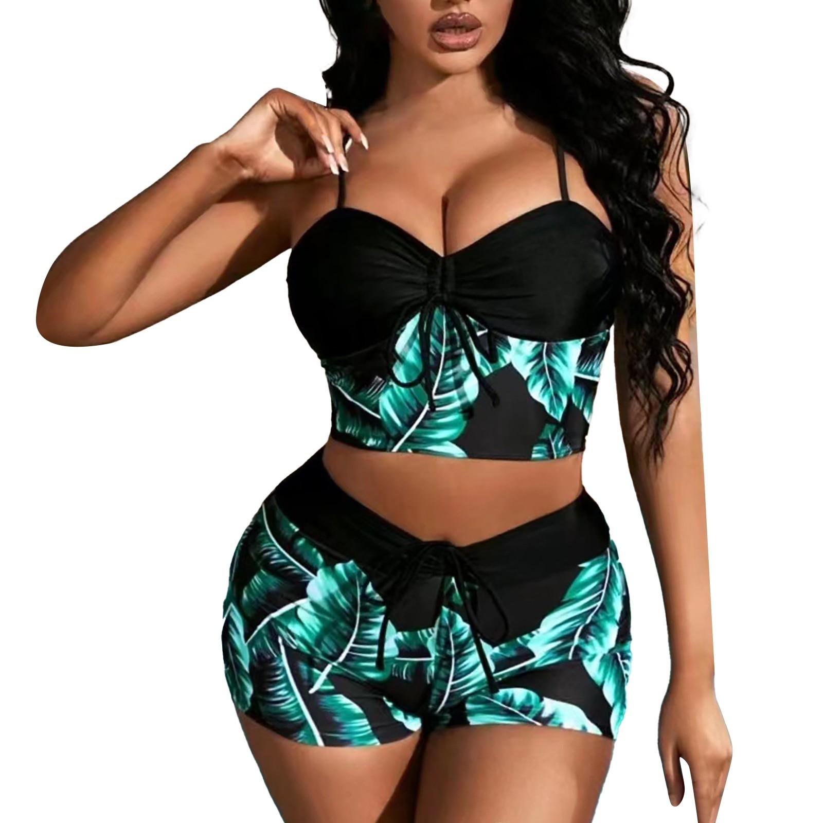 

Купальник больших размеров для женщин, комплекты бикини с высокой талией, купальник с высоким вырезом, двухсекционные купальные костюмы, комплекты бикини для девочек M