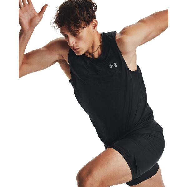 Under Armour Jednobarevná běžecká vesta s kulatým výstřihem bez rukávů Pánské topy Černá 1376994-001