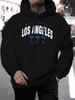 2025 Unisex Casual Versatile Stylish Hoodie with Unique Los Angeles Letter Print - Casual Pullover, Kangaroo Pocket, Stretchy Fabric, Machine Washable