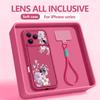 Flower Floral Patterned Soft Lanyard Case For iPhone 17 Pro Max 16 14 15 17 Pro 12 13 Pro Max Air 16e 11 Wrist Strap Phone Cover