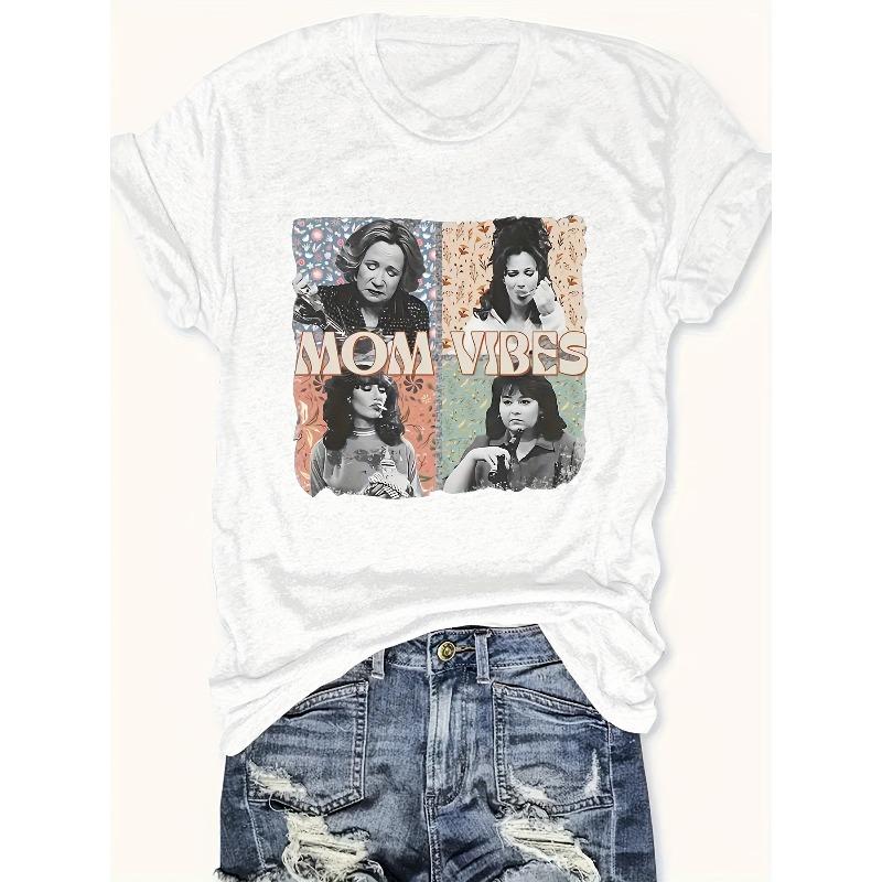 Womens Mothers Day Floral Print Crew Neck Short Sleeve T Shirt Lightweight Breathable Casual Spring Summer Fashion Top Ideal Mom Gift