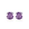 Sterling Purple Amethyst Stud Earrings Women Geometric Ice-Cut Floral Design Elegant Daily Wear