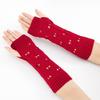 Winter Hand Gloves Soft Warm Gloves Arm Crochet Hollow Out Fingerless Gloves