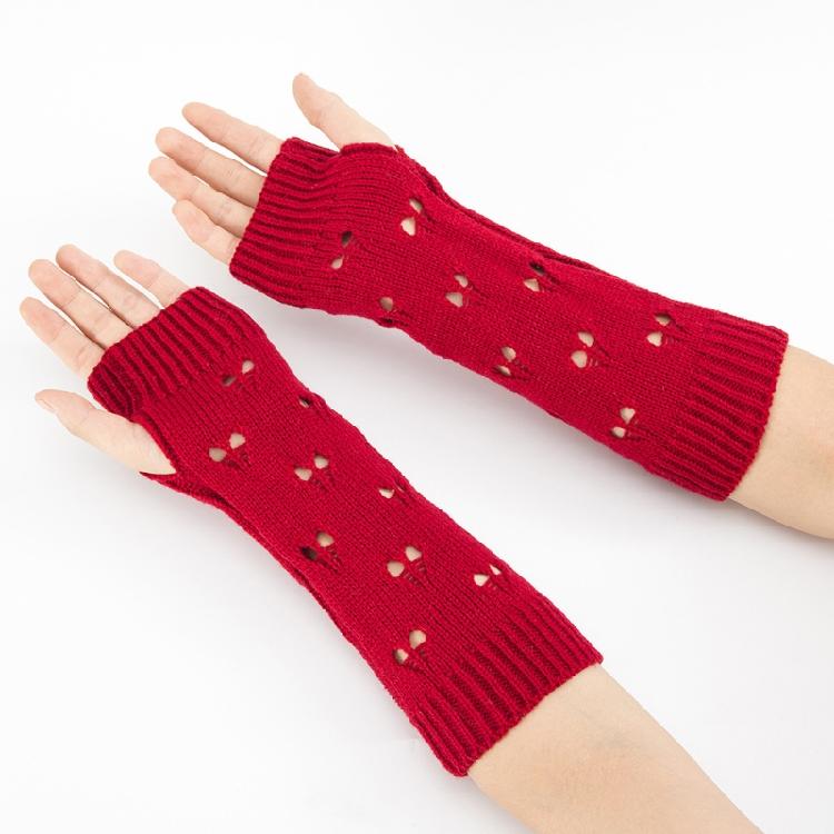 Winter Hand Gloves Soft Warm Gloves Arm Crochet Hollow Out Fingerless Gloves