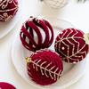 8cm Wine Red Velvet Christmas Tree Ornament Balls Holiday Atmosphere Decoration Props