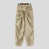 INCERUN Men Twisted High Waist Solid Color Casual Ruffled Harem Pants