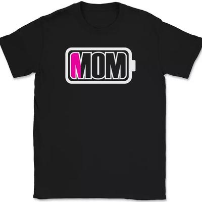 Mom Battery Low T-Shirt Funny Mothers Day Little Kids Energy Graphic Tee