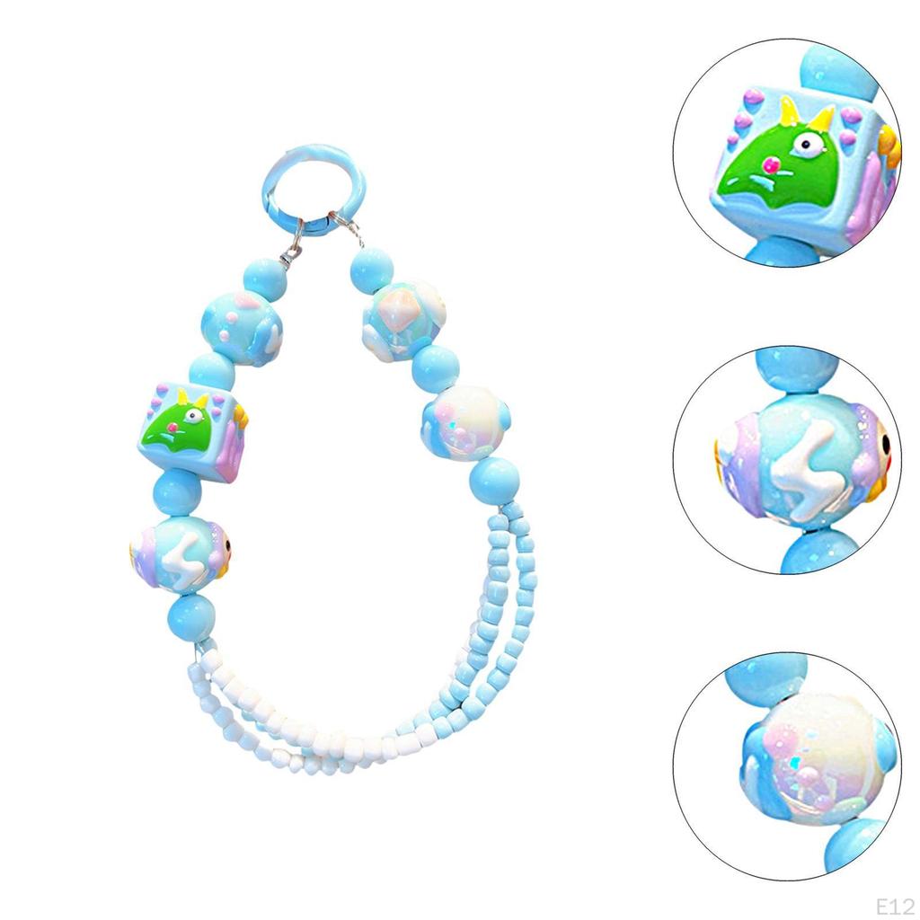Beaded Keychain Car Key Ring Bangle Chain for Bags Purse Girls Gift