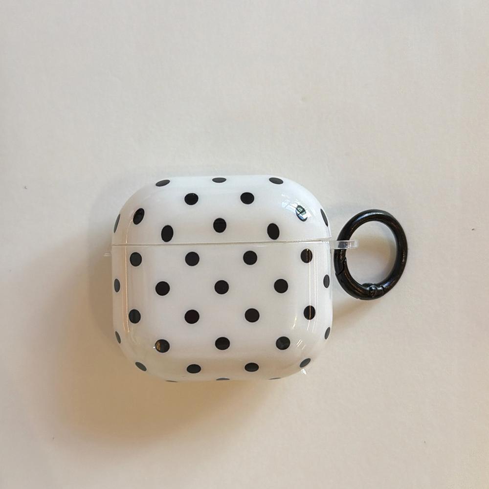

Simple Black White Polka Dot Pattern Glossy Protective Earphone Case Suitable for AirPods Pro3 Pro2 1 2 3 4 Pro Anti-fall Cover For AirPods 3