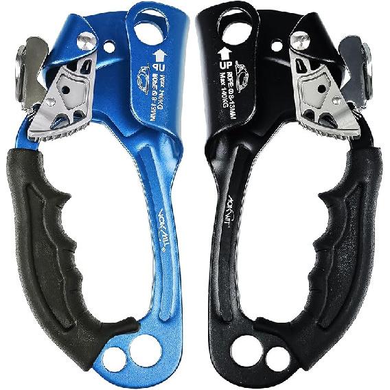 Hand Ascender High strength aluminum Alloy Climbing Ascender with Ergonomic Rubber Handle Strong Rappelling Gear Equipment for Rock Climbing Tree