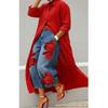 2026 Womens Wide Leg Denim Pants Loose Fit Printed Casual Trousers Mid-Rise Straight Cut