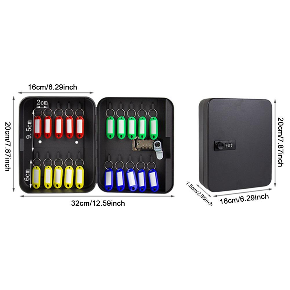 Combination Key Cabinet 20 Key Hooks Locking Key Organizer with Key/Code Lock Key Storage Lock Box Key Security Box