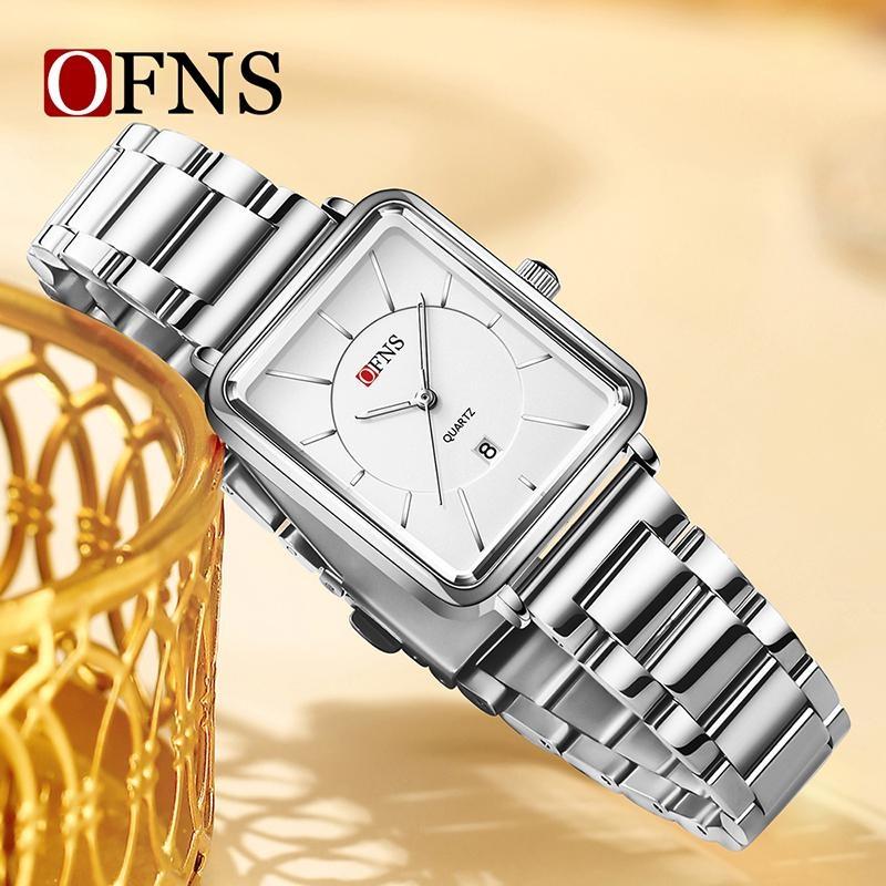 Women's Retro Square Watch Simple Three Needle Waterproof Calendar Display Light Luxury Elegant Quartz Watch