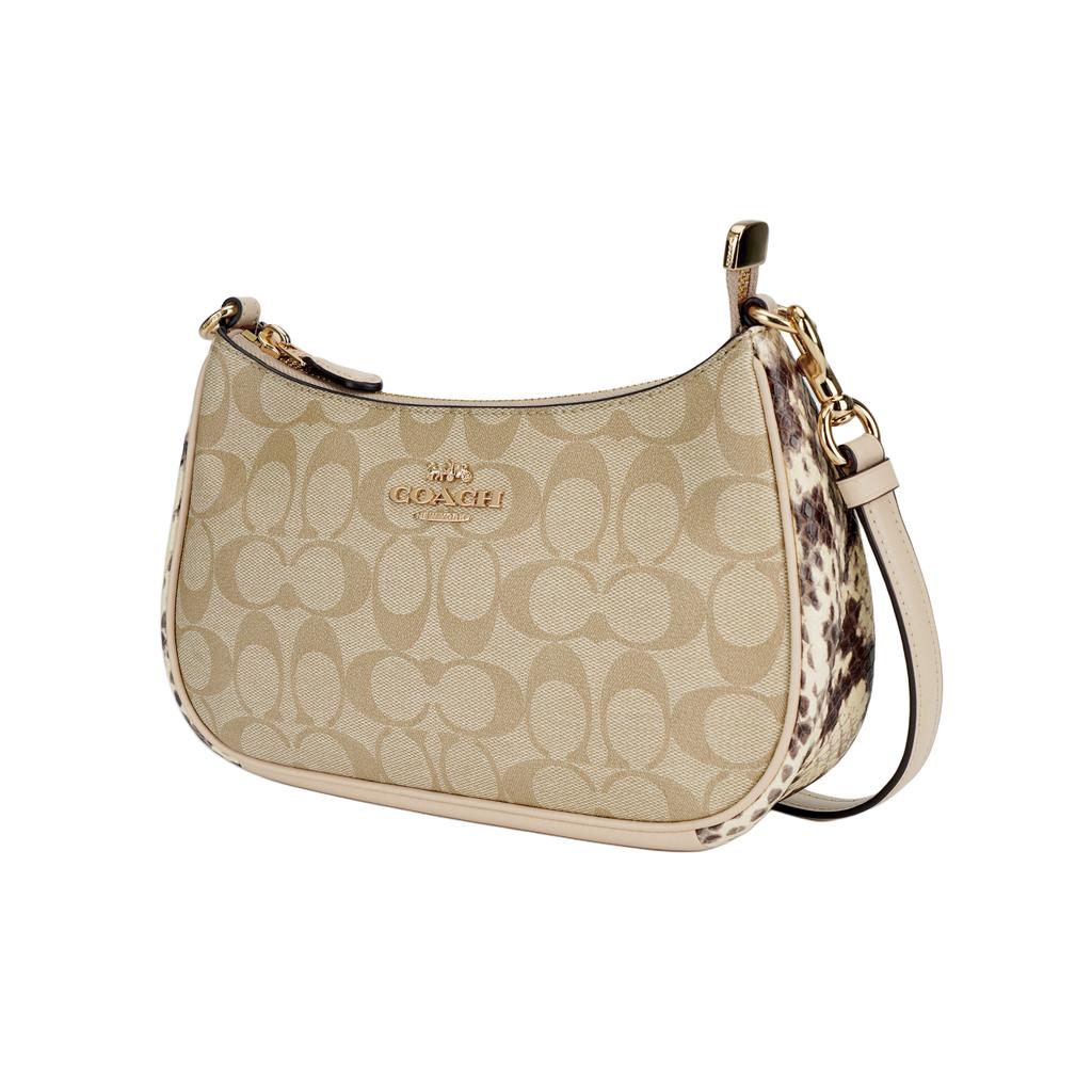 Coach Teri 25 Klassische Monogramm-Print-PVC-Umhängetasche Damen-Umhängetasche Beige CC323-IMOT4