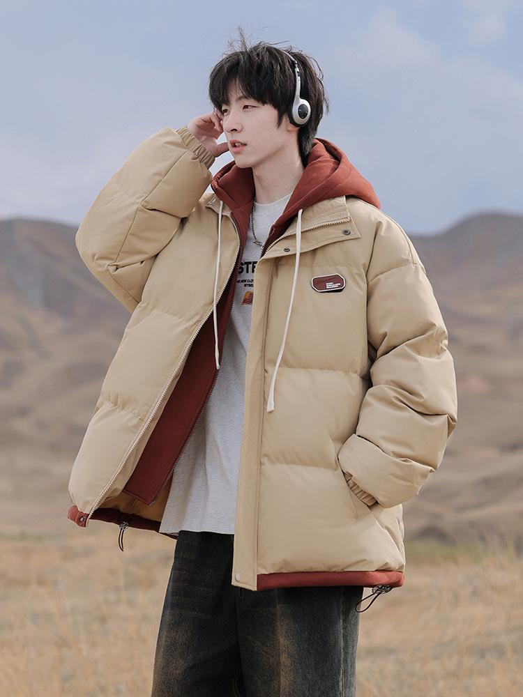 Men's Winter 2025 Retro Cotton-Padded Jacket - Thick, Trendy, Fake Two-Piece Coat