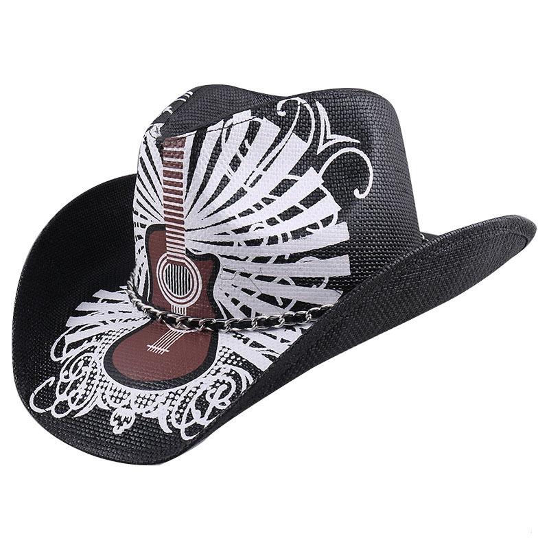

New Fashion Skull Pattern Western Cowboy Hat for Men Halloween Festival Vintage Party Hat Cowgirl Jazz Hat Panama Straw Hat 56-58CM