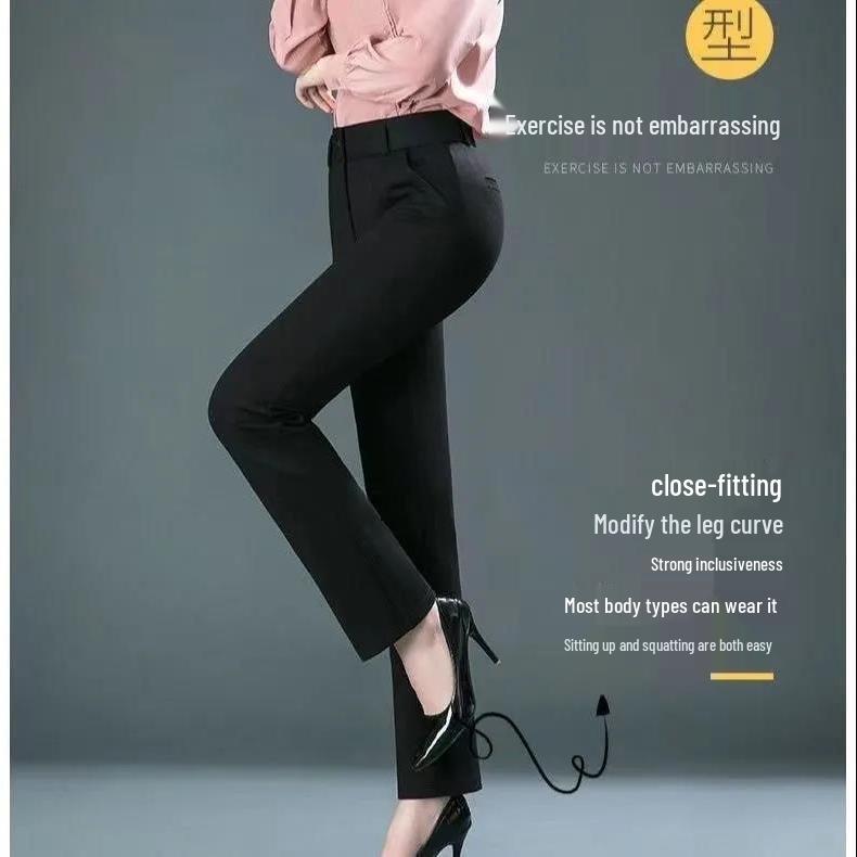 Women's Fleece-Lined Straight-Leg Wool Pants for Autumn/Winter 2025 – Casual, Warm, and Stylish for Work