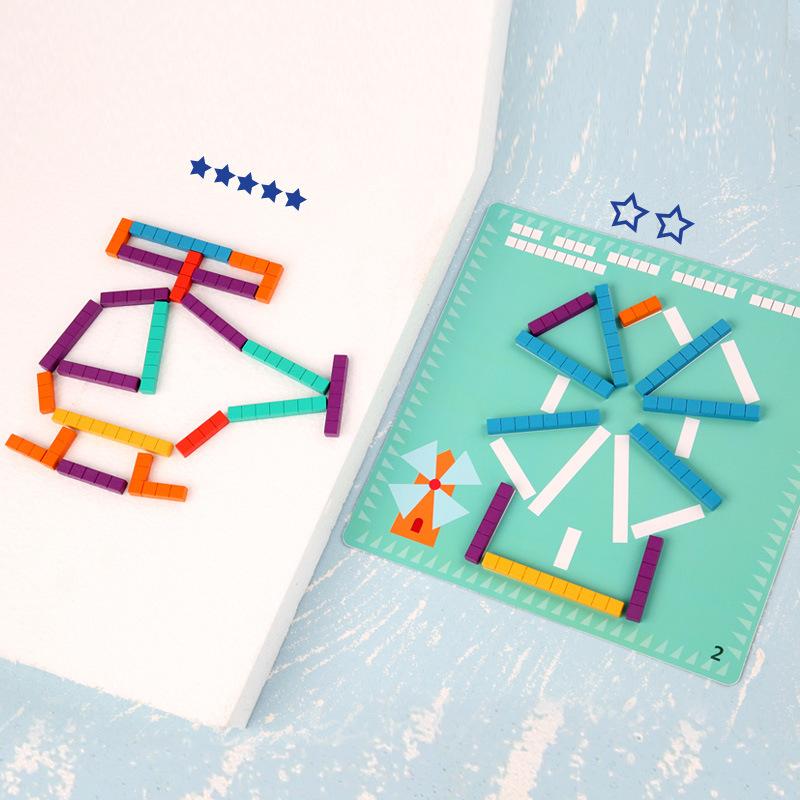 Деревянные игрушки Монтессори Спички Пазлы Игра DIY Математика Геометрия Настольная игра — фото 4