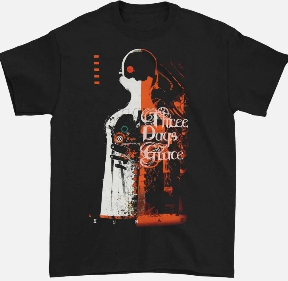 Three Days Grace Band Huunisex Album Heavy Cotton Black T Shirt S