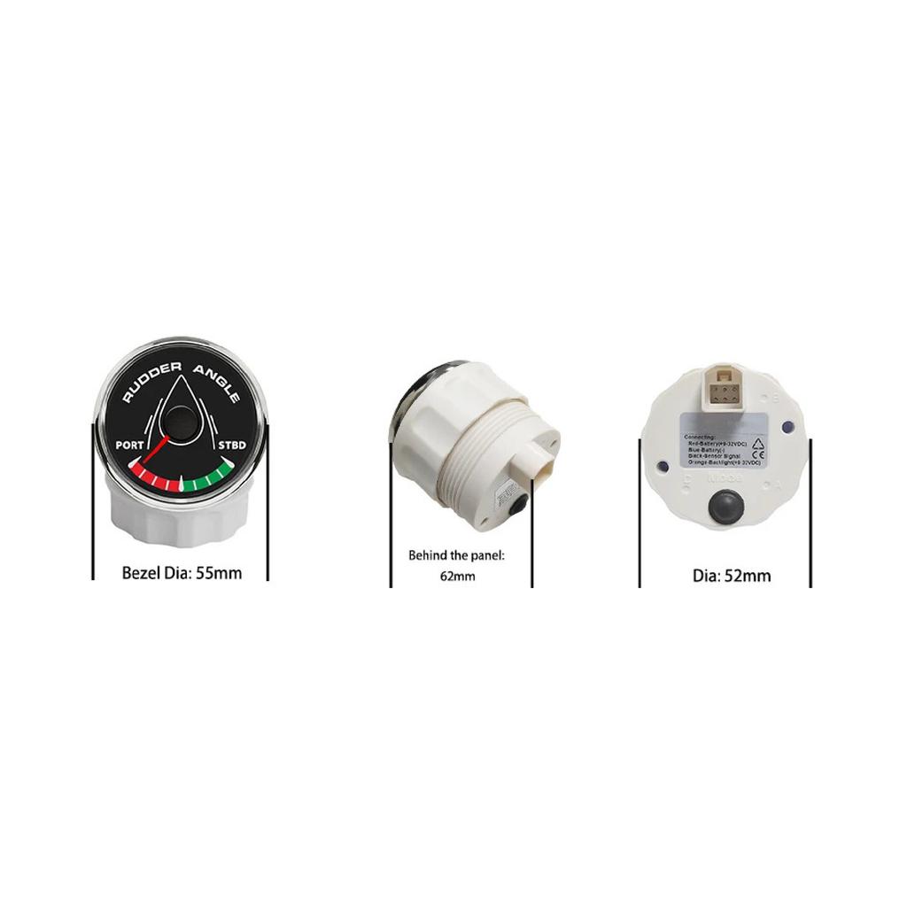 Neuestes Boot 52mm Ruderwinkelanzeige Messgerät Signal 0-190ohm mit 8 Farben Hintergrundbeleuchtung für Schiff Yacht Fahrzeug 9-32V