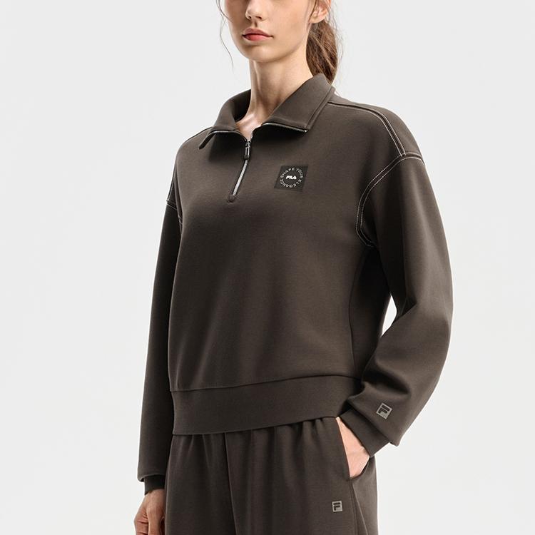 FILA Fitness Casual Versatile Comfortable Soft Knit Pullover Sweatshirt Women tops A11W541207FBN