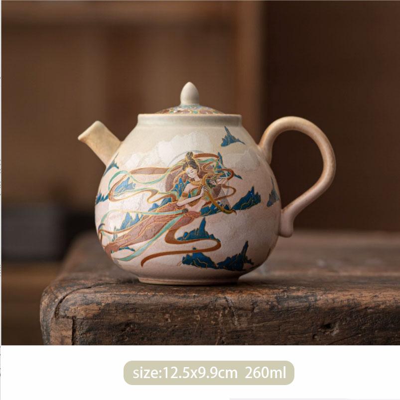 Chinese Exquisite Ceramic Teapot Ball Hole Filter Hand-painted Tea Pot Beauty Tea Infuser Kettle Portable Handmade Tea Set