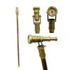 Brass Engraved Walking Cane Spyglass Telescope Compass, Steampunk Victorian Dollond London 1920 Replica