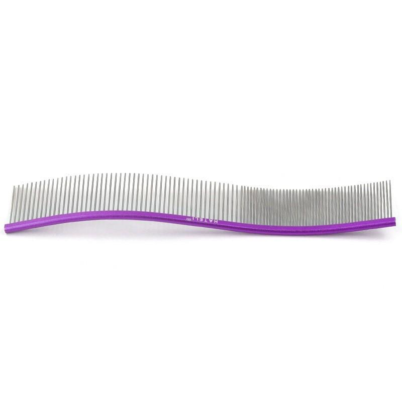 Peigne de toilettage pour animaux de compagnie en forme de S pour chiens avec dents à double densité Conception incurvée Options de manche en acier inoxydable