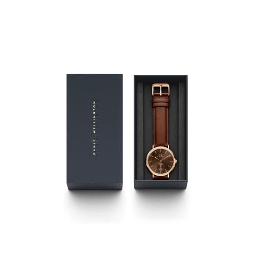 Daniel Wellington DW Men's Classic Multi-Eye 40 St Mawes RG Amber Watch, Elegant Luxury Watch, Popular Gift, Leather