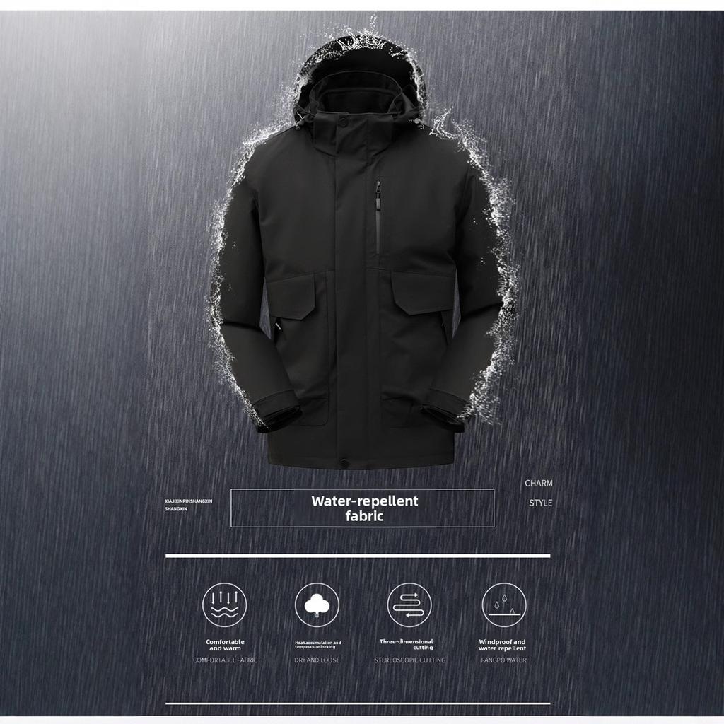 Winter Thickened Three-in-One Couple's Windbreaker Sports Jacket Three-Proof Detachable Outdoor American Workwear Jacket for Men
