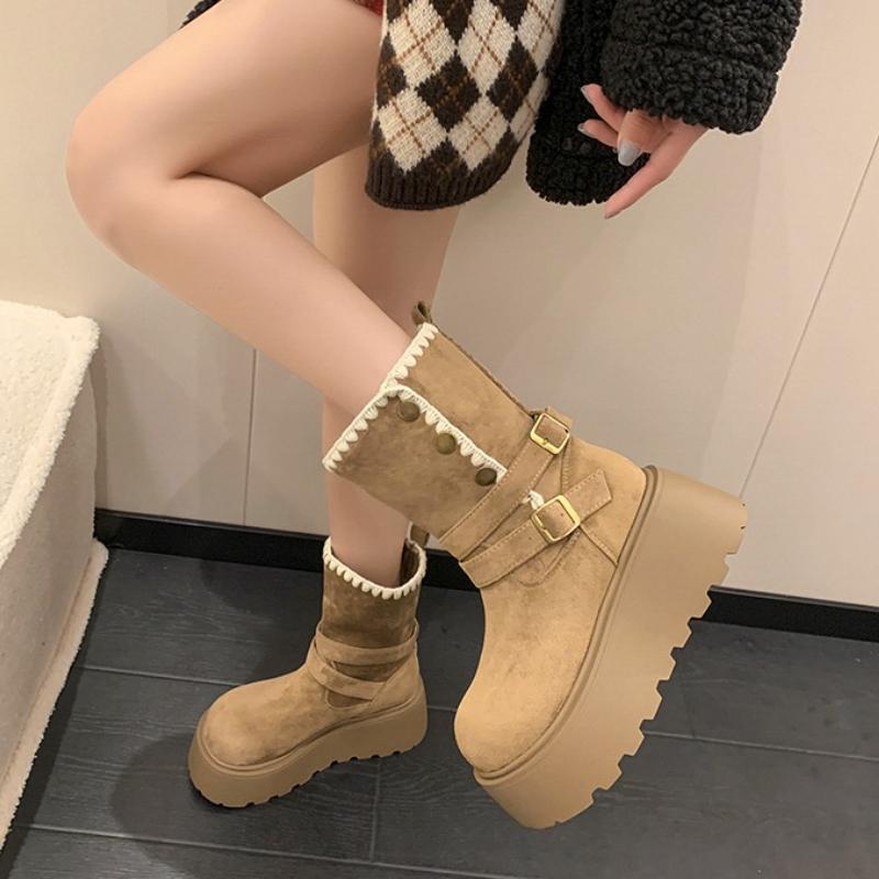 Fashion Winter Platform Thick Sole Women Snow Boots Chunky Style Women's Fur Shoes Female Comfort Keep Warm Cotton Short Booties