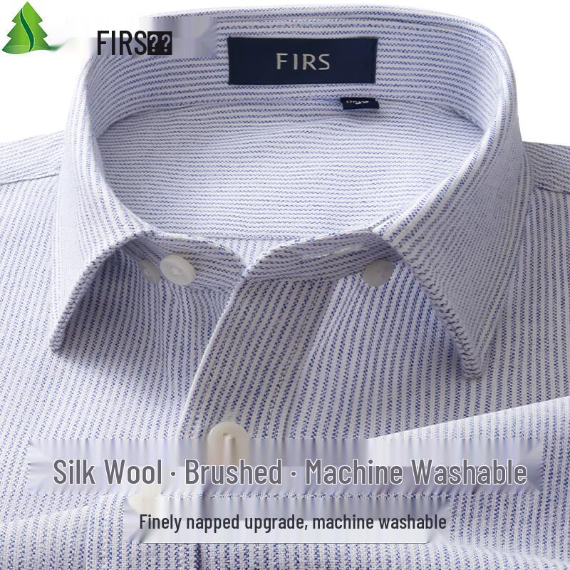 Shanshan Men's Wool Blend Brushed Long-Sleeve Shirt