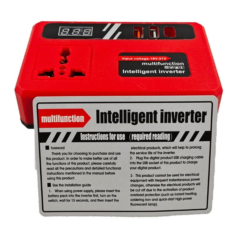 Multiple Outlet Intelligent Battery Inverter 18-21V To 220V Inverter Adapter Power Supply Inverter for Home Appliance